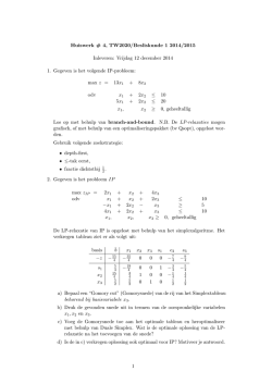 Huiswerk # 4, TW2020/Besliskunde 1 2014/2015 Inleveren: Vrijdag