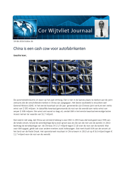 Cor Wijtvliet Jnl: China is een cash cow voor autofabrikanten