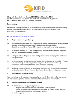 Uitspraak Commissie van Beroep 2014-034 d.d. 15 oktober