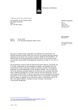 Kamerbrief over F-35 Selected Acquisition Report