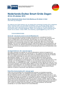 Nederlands-Duitse Smart Grids Dagen 28 t/m 30 oktober 2014