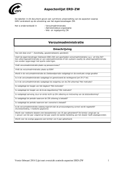 Aspectenlijst ERD-ZW Verzuimadministratie