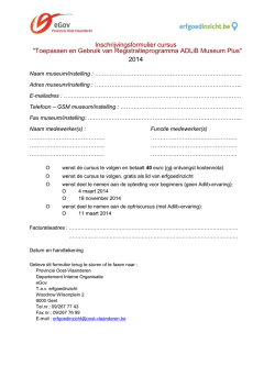 Inschrijvingsformulier cursus "Toepassen en Gebruik van
