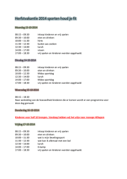 Herfstvakantie 2014 sporten houd je fit