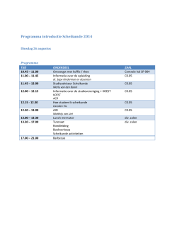 Programma introductie Scheikunde 2014
