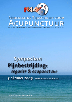 NTvA 2009 – Symposium Pijnbestrijding regulier en acupunctuur