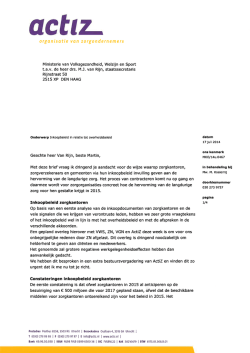 een brief van 17 juli 2014 aan de staatssecretaris