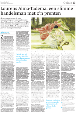 artikel Alma-Tadema Friesch Dagblad 1 okt 2014 - Inter