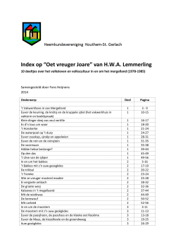 Index op &ldquo;Oet vreuger Joare&rdquo; van H.W.A. Lemmerling