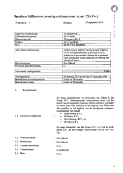 Openbaar verslag ZR Industry B.V. nr. 1