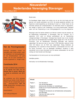 Nieuwsbrief Februari/Maart 2014 - Nederlandse Vereniging Stavanger
