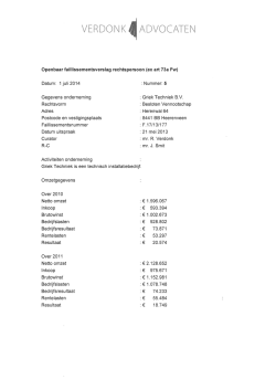 Kwartaalverslag 3 april t/m 29 juni 2014