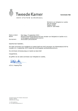 "Afschrift brief politievakbond ACP aan minister