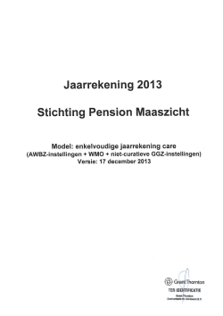 Jaarrekening 2013 Stichting Pension Maaszicht