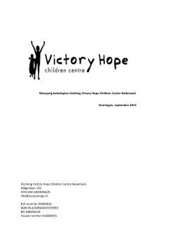 Meerjarig beleidsplan stichting Victory Hope Children Centre