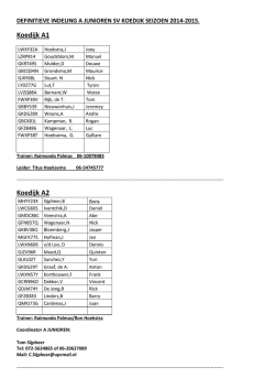 Teamindeling A-junioren 2014-2015