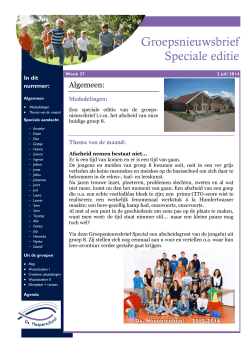 Groepsnieuwsbrief Speciale editie