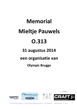 Uitslag Memorial Mieltje Pauwels