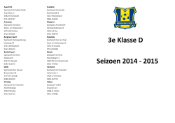 3e Klasse D Seizoen 2014 - 2015