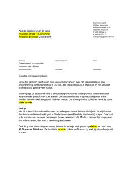 Geachte mevrouw/mijnheer, Enige tijd geleden heeft u