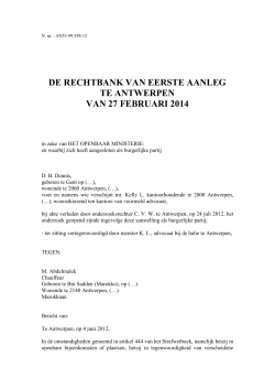 Correctionele rechtbank Antwerpen, 27 februari 2014