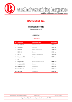 Bargeres D1 veldcompetitie seizoen 2014-2015