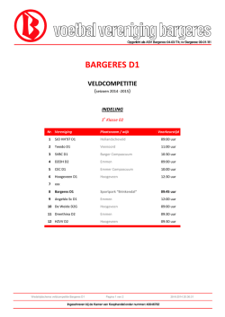 Bargeres D1 veldcompetitie seizoen 2014-2015