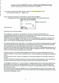 Brief van Actiecomite Klijndijk over Ontsluiting