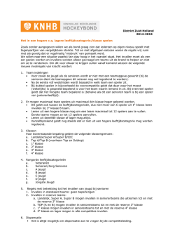 District Zuid-Holland 2014-2015 Het in een hogere c.q. lagere