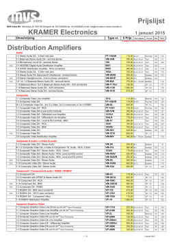 Prijslijst KRAMER Electronics Distribution Amplifiers - MVS