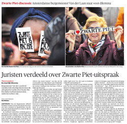 Juristen verdeeld over Zwarte Piet-uitspraak