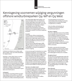 Kennisgeving voornemen wijziging vergunningen