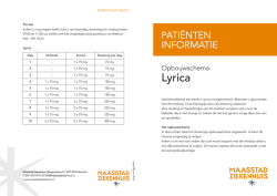 Opbouwschema lyrica - Maasstad Ziekenhuis