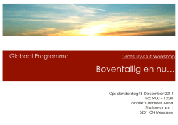 Globaal programma Gratis Tryout Workshop