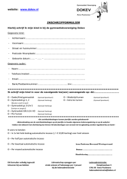 Inschrijfformulier Gymnastiek 2014/2015