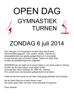 GYMNASTIEK TURNEN ZONDAG 6 juli 2014
