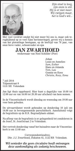 JAN ZWARTHOED - Nieuw