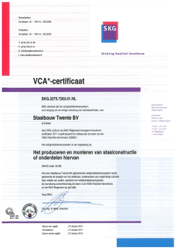 VCA certificaat - Staalbouw Twente