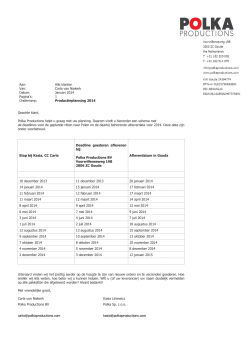 Aan: Alle klanten Van: Carla van Niekerk Datum: Januari 2014