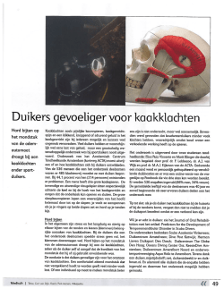 Duikers gevoeliger voor kaakklachten