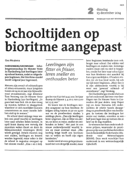 Schooltijden op bioritme aangepast.