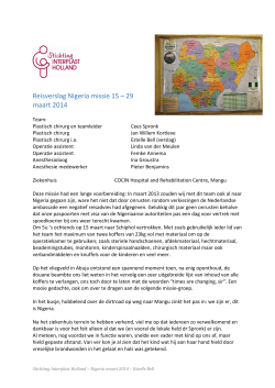 Missie Nigeria - Maart 2014 - Stichting Interplast Holland
