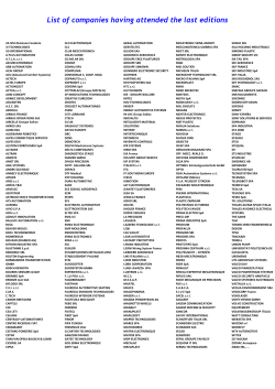 List of participants - Previous editions
