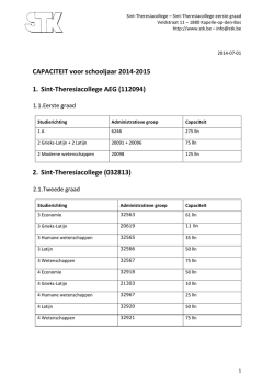 CAPACITEIT voor schooljaar 2014-2015 1. Sint