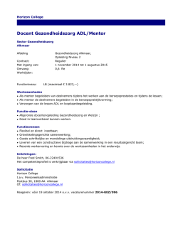 Docent Gezondheidszorg ADL/Mentor