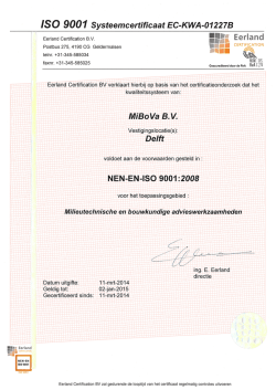 IS Ó 9ÛÛ1 Systeemcertificaat EC-KWA-O1ZZÎB
