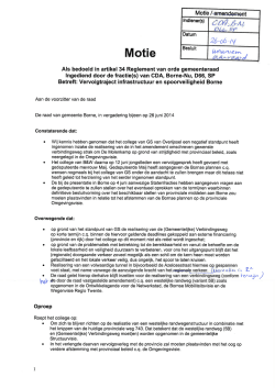 2014-06-26 motie Vervolgtraject infrastructuur en