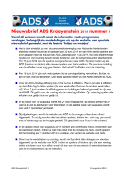 Nieuwsbrief ADS Kraayenstein 2014 nummer 1