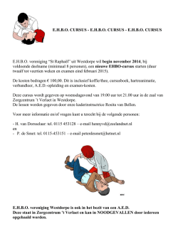 E.H.B.O. vereniging &ldquo;St Rapha&euml;l&rdquo; uit Westdorpe wil begin november