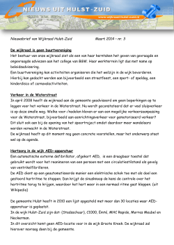 Nieuwsbrief van Wijkraad Hulst-Zuid Maart 2014 – nr. 3 De wijkraad